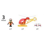 Brio World Hélicoptere des Pompiers - Accessoire aimanté pour circuit de train en bois - Ravensburger - Mixte des 3 ans - 33797