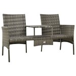 vidaXL Canapé de jardin table à thé et tabourets Résine tressée Gris