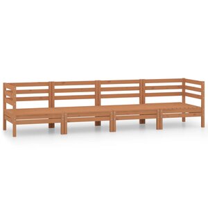 vidaXL Salon de jardin 4 Pièces Marron miel Bois de pin massif