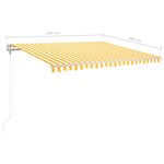 vidaXL Auvent automatique capteur de vent LED 450x350cm Jaune et blanc