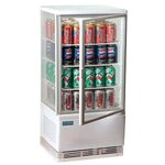 Mini vitrine réfrigérée à poser 4 vitres - 68 litres blanche - polar - r600a - acier inoxydable68428 x386x885mm