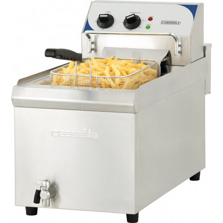 Friteuse electrique professionnelle avec vidange triphasée 10 litres - casselin -  - acier inoxydable10 330x715x515mm