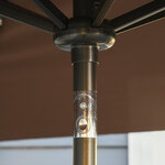 Parasol lumineux octogonal inclinable Ø 2 67 x 2 4H m parasol LED solaire métal polyester haute densité 180 g/m² chocolat