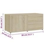 vidaXL Meuble TV Chêne sonoma 80x34x36 cm Aggloméré