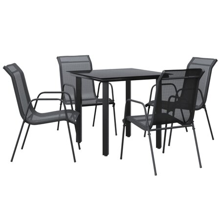 vidaXL Ensemble à manger de jardin 5 Pièces noir textilène et acier