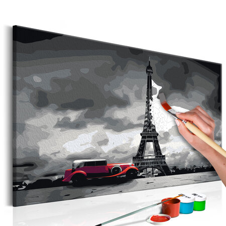 Tableau à peindre par soi-même - paris (limousine rouge) l x h en cm 60x40