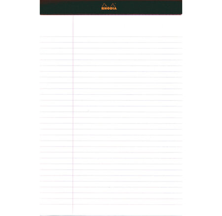 Bloc BLACK N°18 21x29,7cm 80F agrafées 80g ligné + marge RHODIA