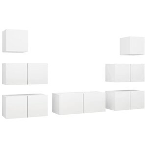 vidaXL Ensemble de meuble TV 7 Pièces Blanc Aggloméré