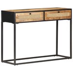 vidaXL Table console 100x35x75 cm Bois de manguier et canne naturelle