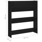 vidaXL Armoire à chaussures murale Noir 80x18x90 cm Aggloméré