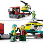 Lego 60343 city great vehicles le transport de l'hélicoptere de secours  camion jouet cadeau pour les enfants des 5 ans