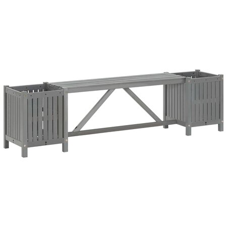 vidaXL Banc de jardin avec 2 jardinières 150 cm Bois d'acacia Gris