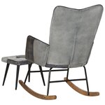 vidaXL Chaise à bascule et repose-pieds Gris Cuir véritable et toile