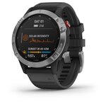 GARMIN Montre connectée fenix 6 Solar, Silver avec bracelet noir