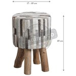 Tabouret rond en peau de vache grise
