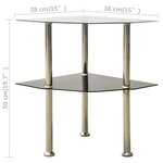 vidaXL Table 2 niveaux Transparent et noir 38x38x50 cm Verre trempé