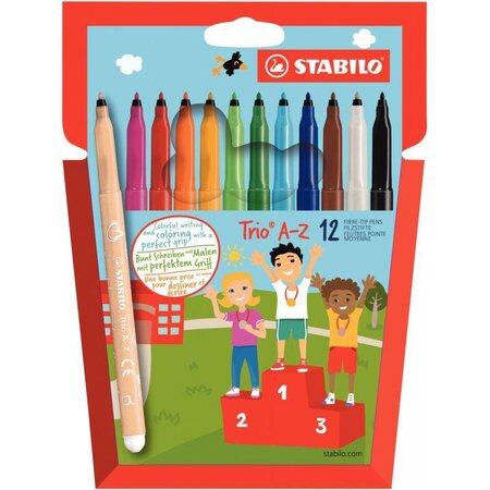 Pochette de 12 feutres STABILO Trio A-Z