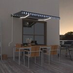 vidaXL Auvent automatique capteur de vent/LED 300x250 cm Bleu et blanc