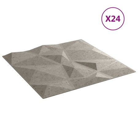 vidaXL Panneaux muraux 24 Pièces gris béton 50x50 cm EPS 6 m² losange
