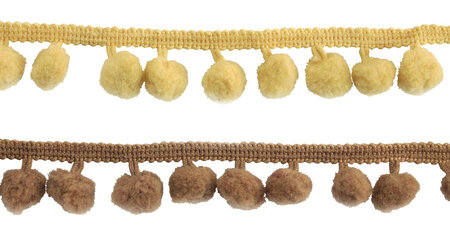 Galon ruban à pompons 8mm taupe