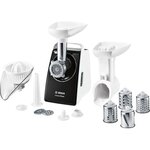 Bosch - hachoir a viande compact power - 500w - moteur bloqué 1800w - 2 kg/mn - 3 grilles de hachoir - blanc/noir