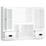 vidaXL Buffets 3 Pièces blanc brillant bois d'ingénierie