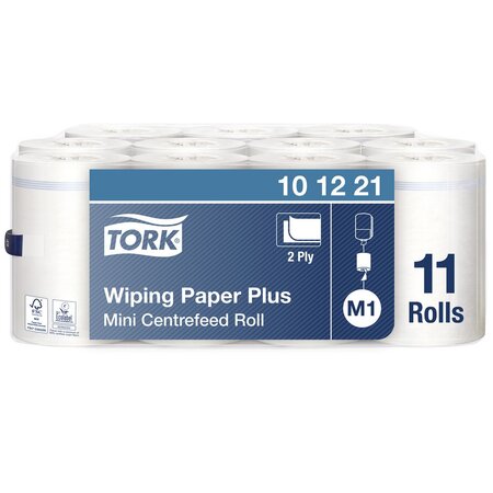 Essuie-tout Mini M1 Wiping Paper Plus, double épaisseur, 214 feuilles, gaufré, recyclé, 215 mm, blanc (paquet 11 x 214 unités)