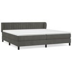 vidaXL Lit à sommier tapissier et matelas Gris foncé 200x200cm Velours