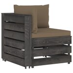 vidaXL Salon de jardin 10 Pièces avec coussins Bois imprégné de gris