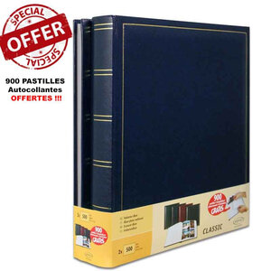 Lot de 2 albums photos traditionnels bleu + 900 doubles faces brepols