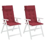 vidaXL Coussins de chaise à dossier haut lot de 2 rouge bordeaux