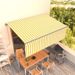 vidaXL Auvent automatique rétractable avec store 4 5x3m Jaune et blanc