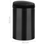 vidaXL Poubelle à capteur automatique 30 L Acier au carbone Noir