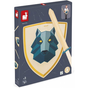 Set chevalier loup en bois