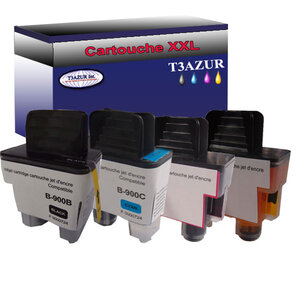 Lot de 4 Cartouches compatibles Brother MFC-210C, MFC-215C, MFC-3240C, LC900  (Noire+Couleur) – T3AZUR