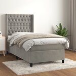 vidaXL Lit à sommier tapissier et matelas Gris clair 80x200 cm Velours