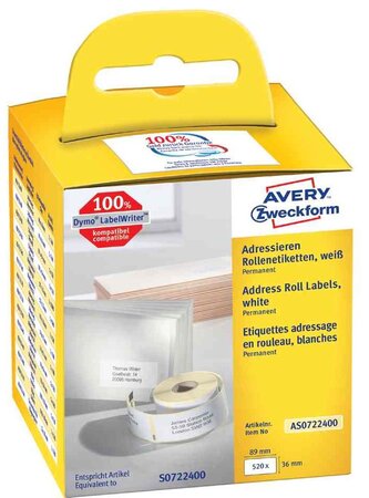 Rouleau d'étiquettes, 50 x 12 mm, blanc avery zweckform