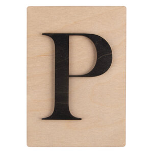 Lettre en bois P FSC Mixed Credit noir 10 5x14 8cm