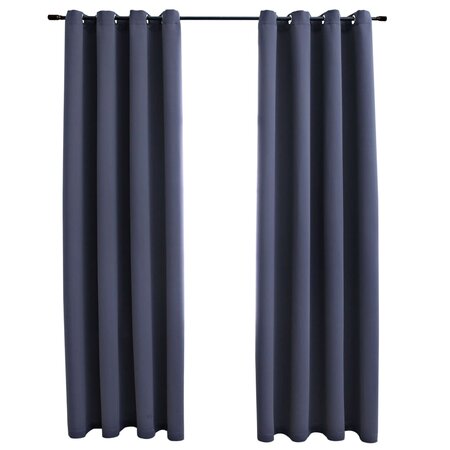vidaXL Rideaux occultants avec anneaux Métal 2Pièces Anthracite 140x245cm
