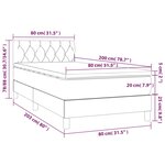 vidaXL Sommier tapissier et matelas et LED Gris clair 80x200cm Velours