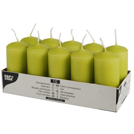 Bougies cylindriques, diamètre: 40 mm, kiwi lot de 10