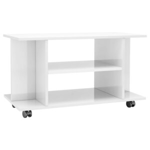 vidaXL Meuble TV avec roulettes Blanc brillant 80x40x40 cm Aggloméré