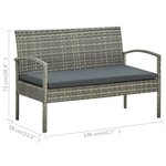 vidaXL Salon de jardin 4 Pièces avec coussins Résine tressée Gris