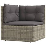 vidaXL Salon de jardin 9 Pièces avec coussins Gris Résine tressée