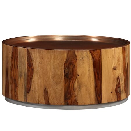 vidaXL Table basse Bois massif de Sesham et acier 68 cm