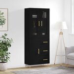 vidaXL Buffet haut Noir 69 5x34x180 cm Bois d'ingénierie