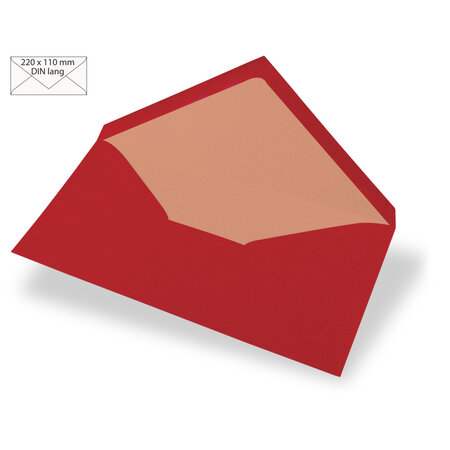 Enveloppe DIN longue  uni FSC Mix Credit  rouge cardinal  220x110mm  90g / m²  5 pces