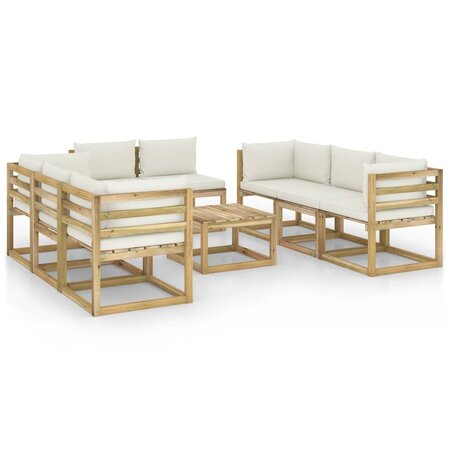 vidaXL Salon de jardin 9 Pièces avec coussins bois de pin imprégné