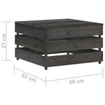 vidaXL Salon de jardin 7 Pièces avec coussins Bois imprégné de gris