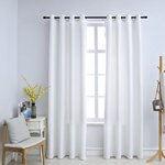 vidaXL Rideau occultant et anneaux en métal 2Pièces Blanc cassé 140x225cm